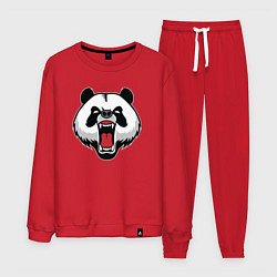 Костюм хлопковый мужской Сердитая панда, цвет: красный