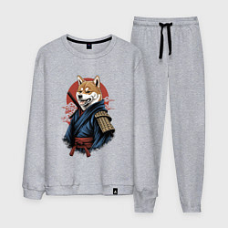 Костюм хлопковый мужской Собака Сиба-ину самурай, цвет: меланж