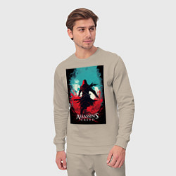 Костюм хлопковый мужской Assassins creed red blue abstract, цвет: миндальный — фото 2