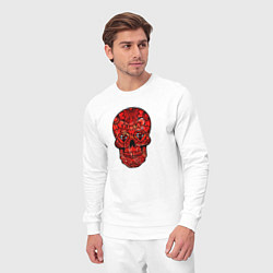 Костюм хлопковый мужской Red decorative skull, цвет: белый — фото 2