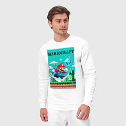 Костюм хлопковый мужской Mario and Minecraft - collaboration pixel art, цвет: белый — фото 2