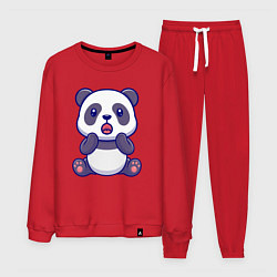 Костюм хлопковый мужской Удивлённая панда, цвет: красный