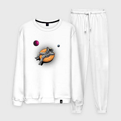 Костюм хлопковый мужской Космонавт на пончике, цвет: белый