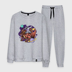 Костюм хлопковый мужской Даб космонавт на драконе, цвет: меланж