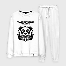 Костюм хлопковый мужской Twenty One Pilots - rock panda, цвет: белый