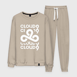 Костюм хлопковый мужской Cloud9 - in logo, цвет: миндальный