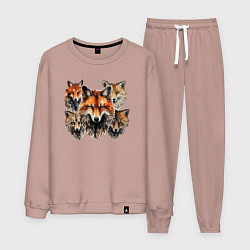 Костюм хлопковый мужской Акварельные лисы, цвет: пыльно-розовый