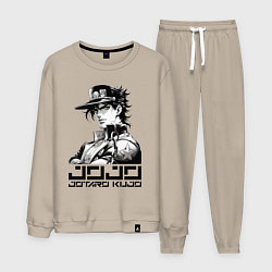 Костюм хлопковый мужской Jotaro Kujo - jojo ai art, цвет: миндальный