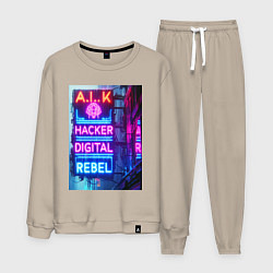 Мужской костюм Ai hacker digital rebel - neon glow