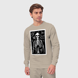 Костюм хлопковый мужской Скелет иллюстрация, цвет: миндальный — фото 2