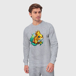 Костюм хлопковый мужской Золотая рыбка в короне, цвет: меланж — фото 2