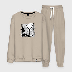 Костюм хлопковый мужской Осеннее приключение, цвет: миндальный