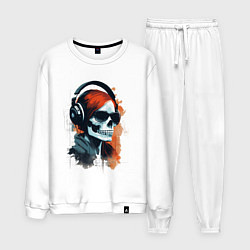 Костюм хлопковый мужской Grunge redhead girl skull, цвет: белый