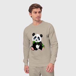 Костюм хлопковый мужской Панда кушает тростник, цвет: миндальный — фото 2