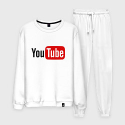 Костюм хлопковый мужской You tube logo, цвет: белый