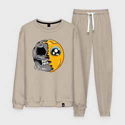 Костюм хлопковый мужской Смайлик грустит, цвет: миндальный