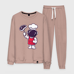 Костюм хлопковый мужской Повар космонавт, цвет: пыльно-розовый