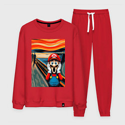 Костюм хлопковый мужской Марио кричит - мем нейросеть, цвет: красный