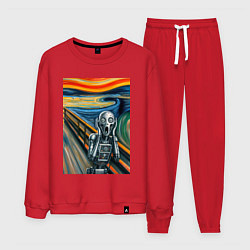Костюм хлопковый мужской Робот кричит - мем нейросеть, цвет: красный