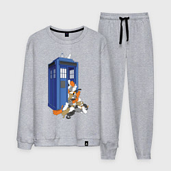 Костюм хлопковый мужской Тардис и котики, цвет: меланж