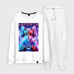 Костюм хлопковый мужской Funny fox - e sports ai art, цвет: белый