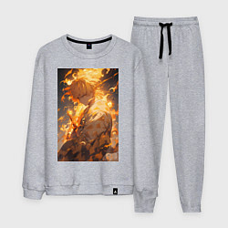 Костюм хлопковый мужской Клинок, рассекающий демонов Дзэнъицу Агацума, цвет: меланж