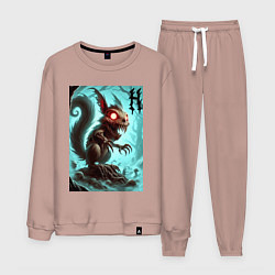 Костюм хлопковый мужской Жуткая белка - хэллоуин, цвет: пыльно-розовый