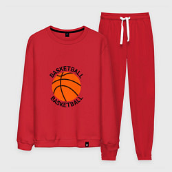 Костюм хлопковый мужской Эмблема баскетбольный мяч basketball, цвет: красный
