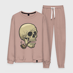 Костюм хлопковый мужской Череп с трубкой, цвет: пыльно-розовый