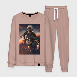 Костюм хлопковый мужской Магическая битва Сатору Годзё сильнейший, цвет: пыльно-розовый