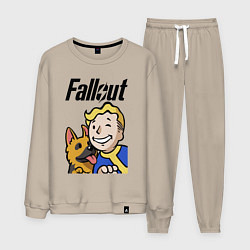 Костюм хлопковый мужской Vault boy and shepherd, цвет: миндальный