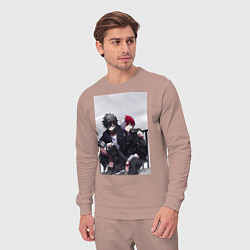 Костюм хлопковый мужской Моя геройская академия Сёто Тодороки, цвет: пыльно-розовый — фото 2