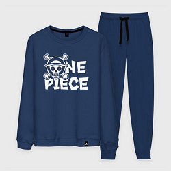 Костюм хлопковый мужской One piece - логотип, цвет: тёмно-синий