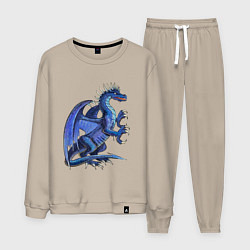 Костюм хлопковый мужской Azure dragon, цвет: миндальный