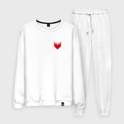 Костюм хлопковый мужской Горящее сердце, цвет: белый