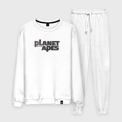 Костюм хлопковый мужской Planet of the apes logo, цвет: белый