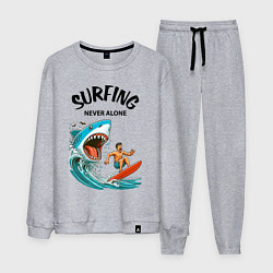 Костюм хлопковый мужской Shark and surfer - never alone, цвет: меланж