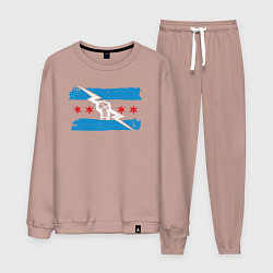 Костюм хлопковый мужской Cm Punk wwe bitw Chicago, цвет: пыльно-розовый