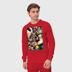 Костюм хлопковый мужской Моя геройская академия Идзуку Мидория Отяко Урарак, цвет: красный — фото 2