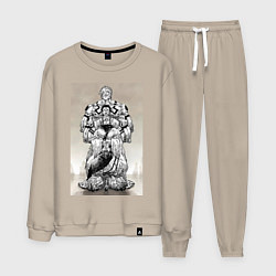 Костюм хлопковый мужской Магическая битва Сукуна Рёмэн истиный облик, цвет: миндальный