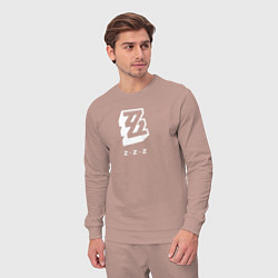 Костюм хлопковый мужской Zenless Zone Zero logo, цвет: пыльно-розовый — фото 2