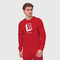 Костюм хлопковый мужской Zenless Zone Zero logo, цвет: красный — фото 2