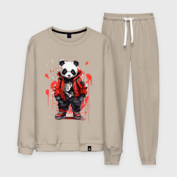 Мужской костюм Модная панда в красной куртке