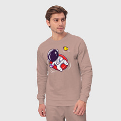 Костюм хлопковый мужской Космонавт в бассейне, цвет: пыльно-розовый — фото 2