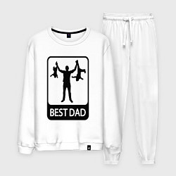 Костюм хлопковый мужской Best dad, цвет: белый