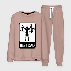 Костюм хлопковый мужской Best dad, цвет: пыльно-розовый