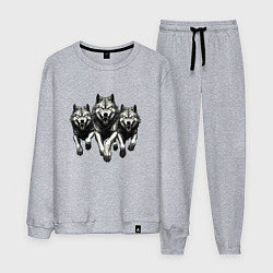 Костюм хлопковый мужской Бегущие волки, цвет: меланж