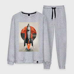 Костюм хлопковый мужской Постер ракеты, цвет: меланж