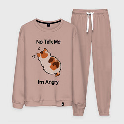 Костюм хлопковый мужской Обиженный котик - not talk to me am angry, цвет: пыльно-розовый
