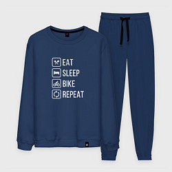 Костюм хлопковый мужской Eat sleep bike repeat, цвет: тёмно-синий